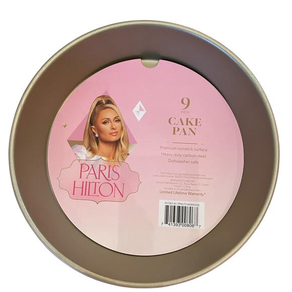 PARIS HILTON 9 inch Cake Pan Bakeware Pink Champagne Nonstick Heavy Duty New - Picture 2 of 13